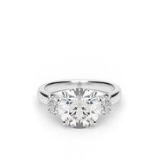 White Gold Round Shape Diamond Three Stone Engagement Ring With Prong Setting